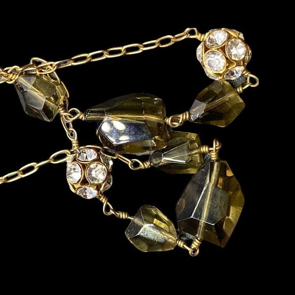 J Crew Necklace Gold Tone Amber Color Stones 30” adjustable-2 necklaces - Picture 5 of 9